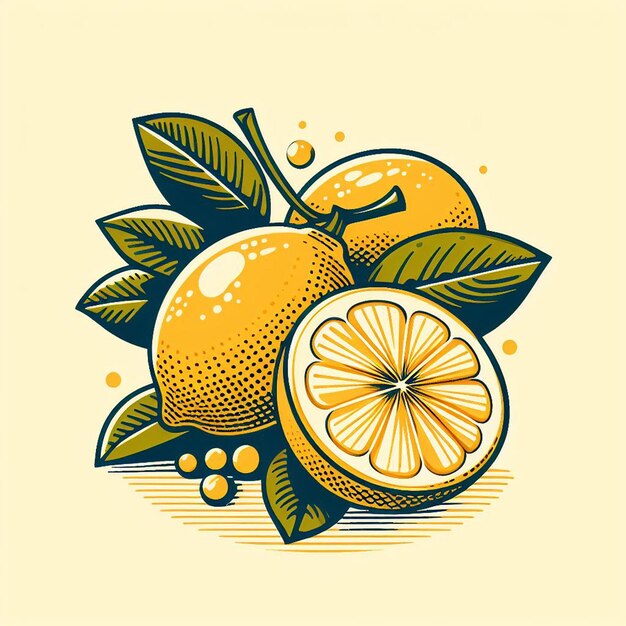 Beautiful Colorful Fresh Lemon Lime Juicy Fruits Wallpaper Vector Illustration Drawing Illustration