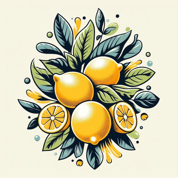 Beautiful Colorful Fresh Lemon Lime Juicy Fruits Wallpaper Vector Illustration Drawing Illustration