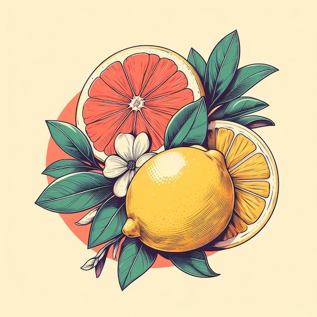 Beautiful Colorful Fresh Lemon Lime Juicy Fruits Wallpaper Vector Illustration Drawing Illustration