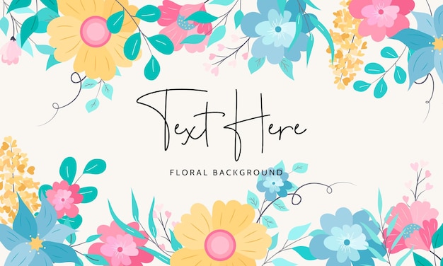 beautiful colorful hand drawing flat floral background design