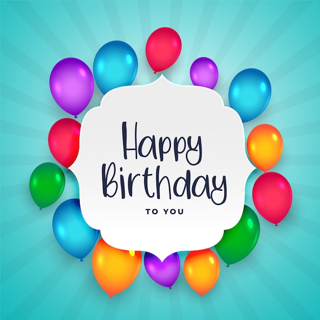 beautiful colorful happy birthday balloons background