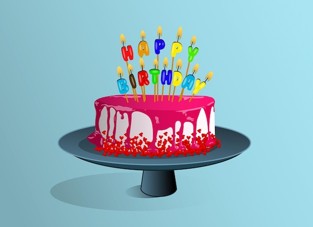 Beautiful Colorful happy birthday happy anniversary cake with candles