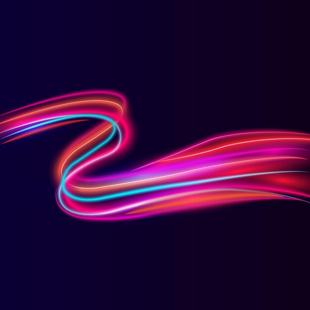 Vector beautiful colorful light effect of neon glow lights and flash abstract background flying elements