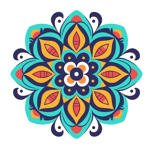 Bellissime e colorate illustrazioni artistiche di mandala per adesivi e decorazioni a parete