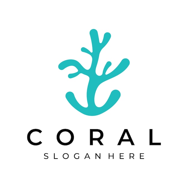 Beautiful colorful underwater natural coral reef logo creative design Coral reefs for fish habitat