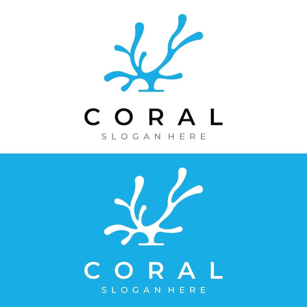 Beautiful colorful underwater natural coral reef logo creative design Coral reefs for fish habitat