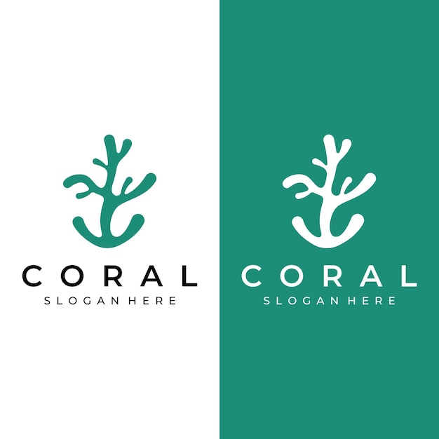 Beautiful colorful underwater natural coral reef logo creative design Coral reefs for fish habitat