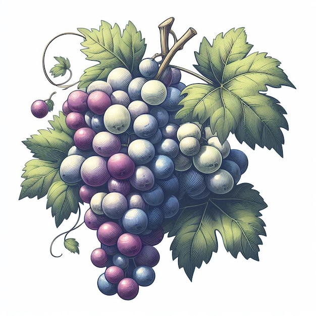 Beautiful Colorful Wine Grapes Fruits Pattern Wallpaper Seamless Vector Illustration Drawing Icon