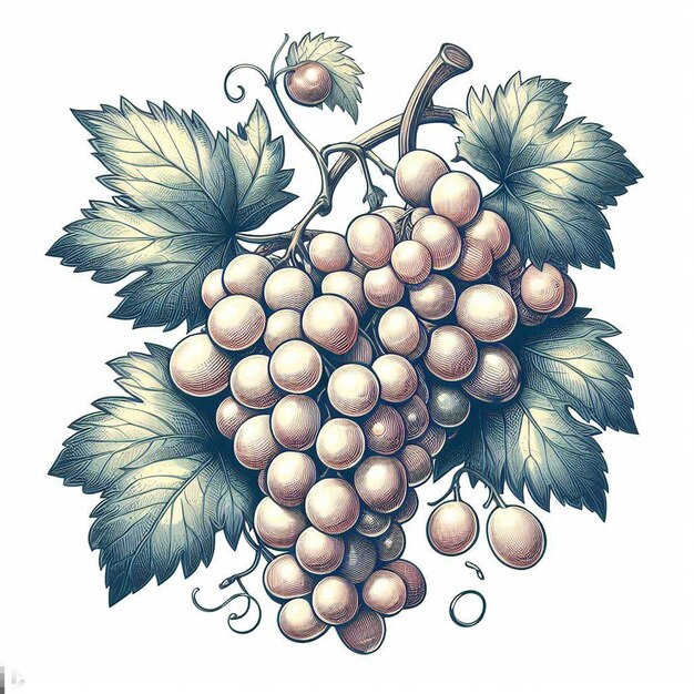 Beautiful Colorful Wine Grapes Fruits Pattern Wallpaper Seamless Vector Illustration Drawing Icon