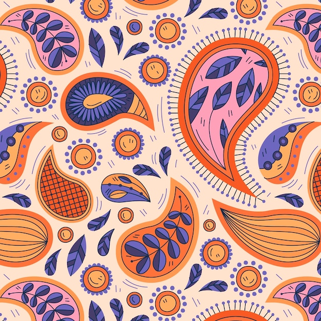 Beautiful colourful paisley traditional seamless pattern