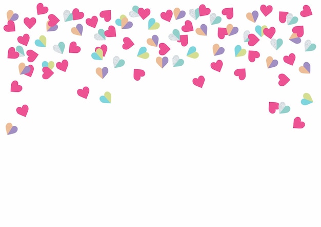 Beautiful Confetti Hearts Falling on Background Valentine Day Vector illustration