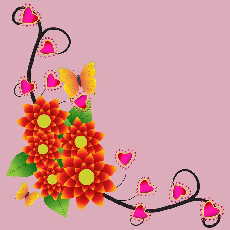 वेक्टर beautiful corner ornament consisting of flowers, leaves and butterflies