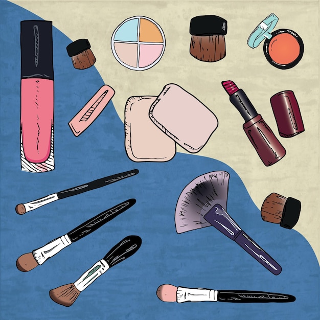 Beautiful cosmetic elements collection