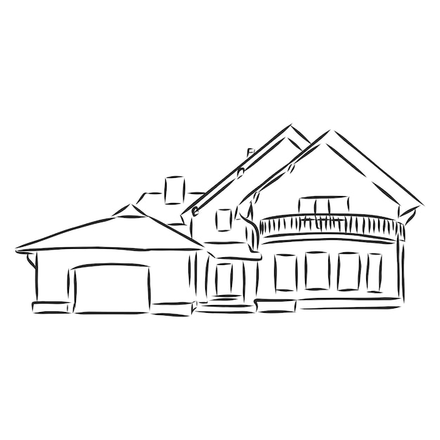 Beautiful cottage, house, vector sketch illustration, estate, home