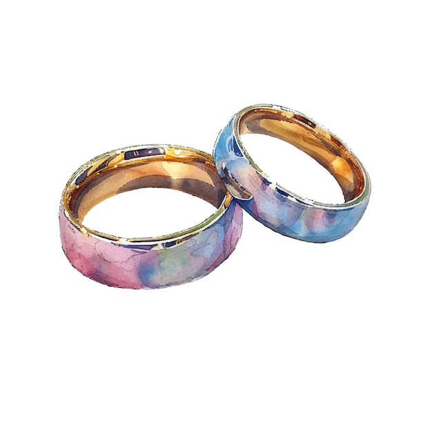 Vector beautiful couple rings vector illustration in watercolour style