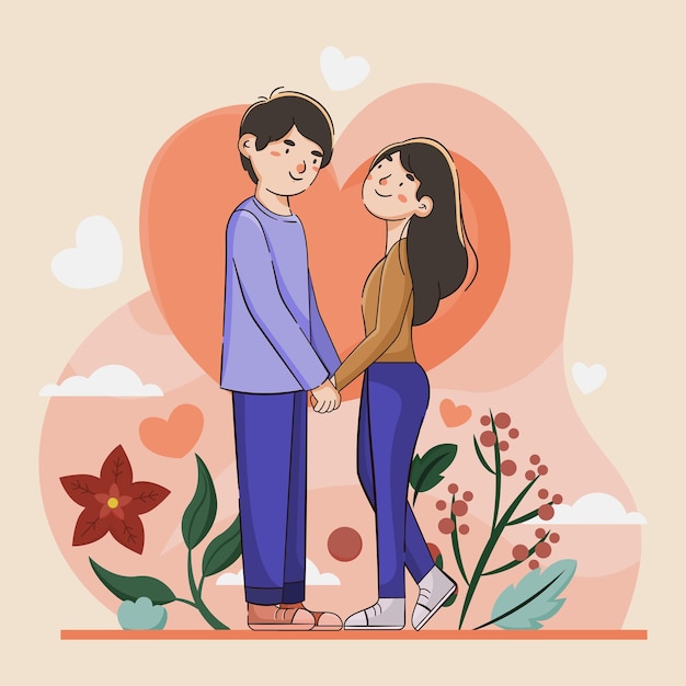 Vector beautiful couple in valentine day illustration