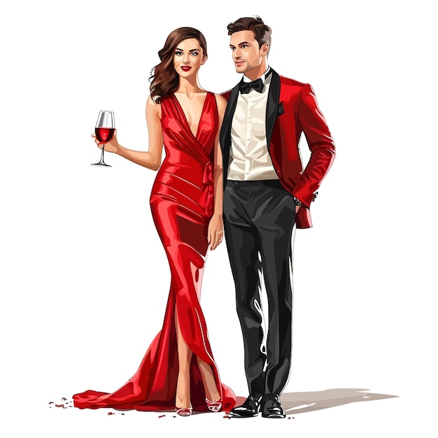 Vector beautiful couple wearing evening formal outfit vector