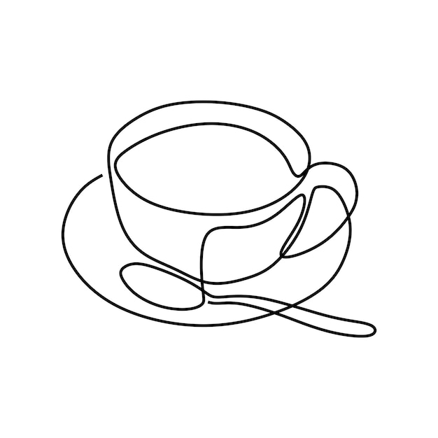 コーヒーのない美しいカップオンライン連続シングルラインアート