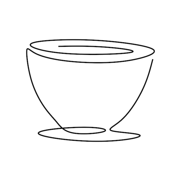 Vector beautiful cup without coffee online continuous single line art