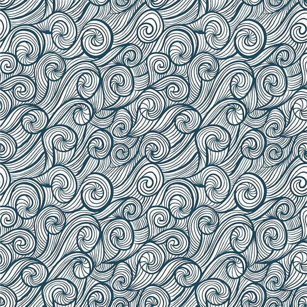 Premium Vector | Beautiful curly waves seamless pattern