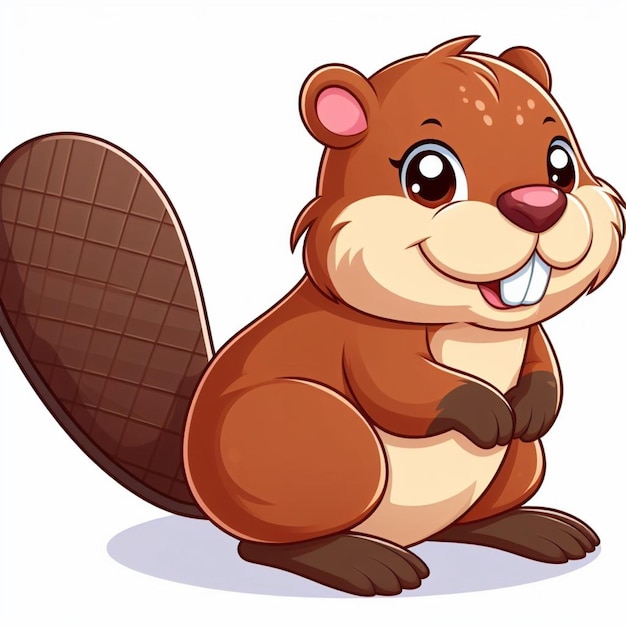 beautiful Cute Beaver Vector Cartoon illustration