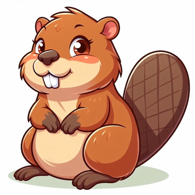 beautiful Cute Beaver Vector Cartoon illustration