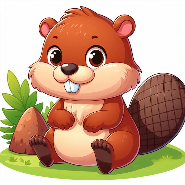 beautiful Cute Beaver Vector Cartoon illustration