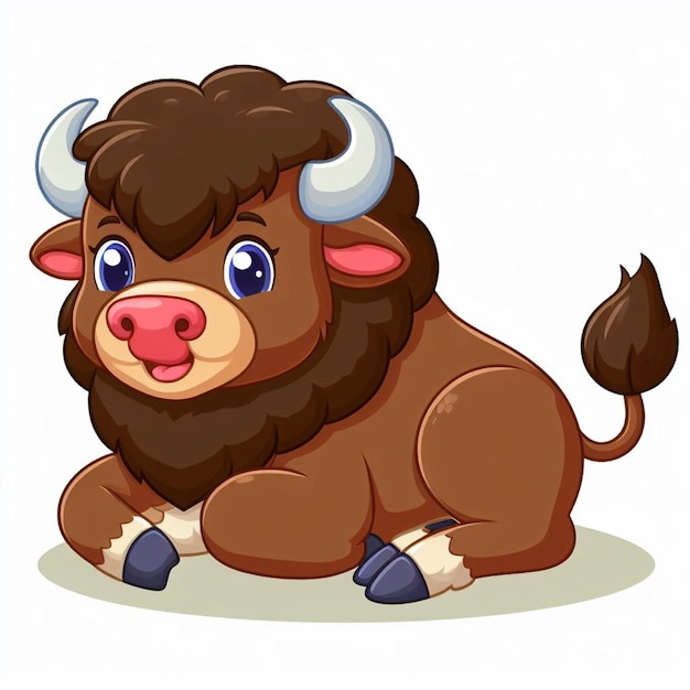 beautiful Cute Bison Vector Cartoon illustration