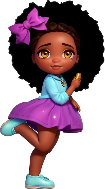 Vector beautiful cute blak girl and purple dress vector