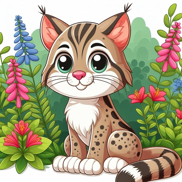 beautiful Cute Bobcat Vector Cartoon illustration