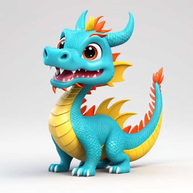 Beautiful Cute Chinese Blue Dragon Cartoon Vector