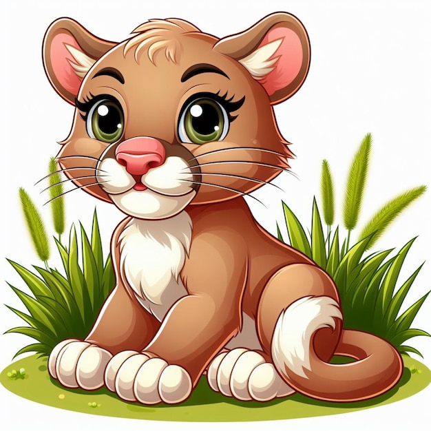 beautiful Cute Cougar Vector Cartoon illustration