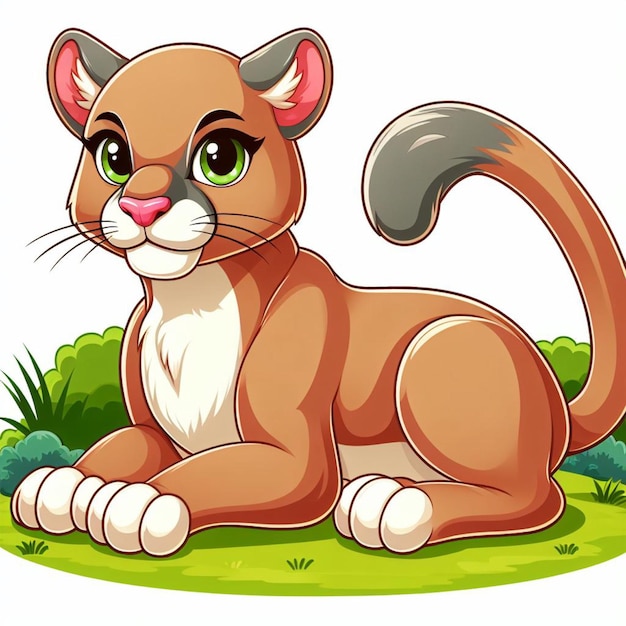 beautiful Cute Cougar Vector Cartoon illustration