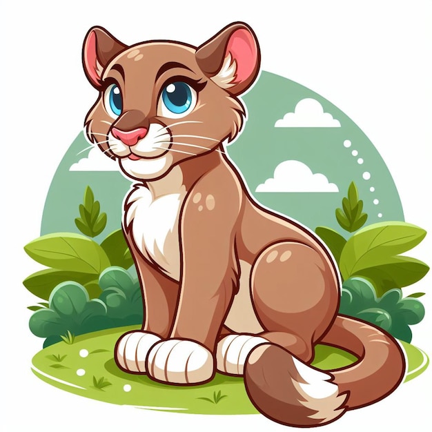 Beautiful cute cougar vector cartoon illustration