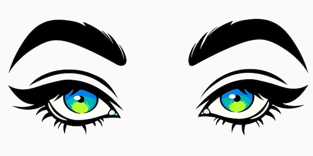 beautiful cute female eyes in cartoon style