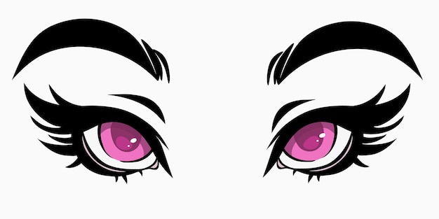 beautiful cute female eyes in cartoon style