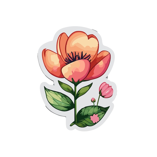 Vector beautiful cute flower sticker