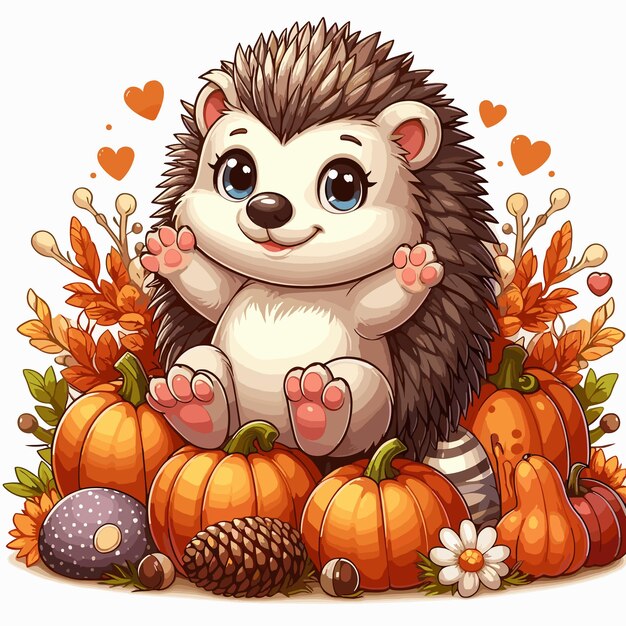 Beautiful cute hedgehog vector cartoon illustration