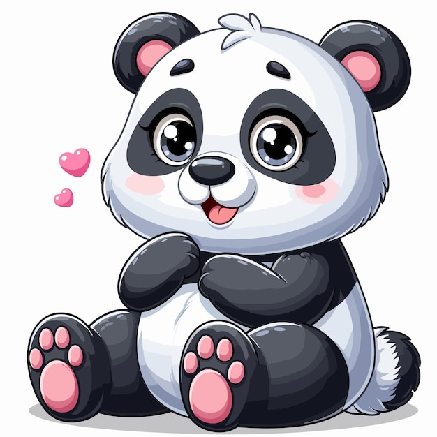 Beautiful cute panda vector cartoon illustration