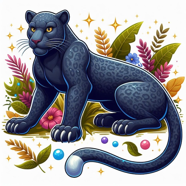 beautiful Cute Panther Vector Cartoon illustration