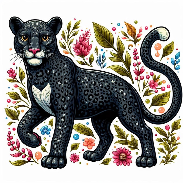 beautiful Cute Panther Vector Cartoon illustration