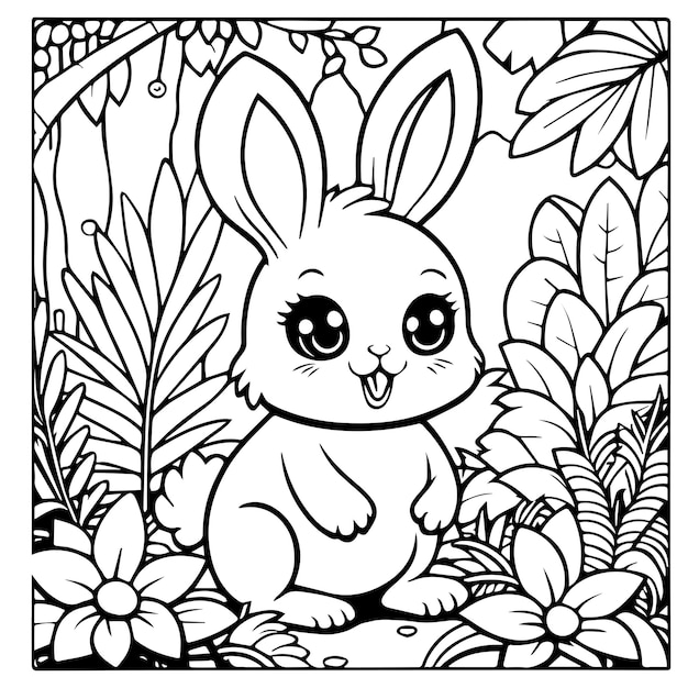 Beautiful cute rabbit coloring pages