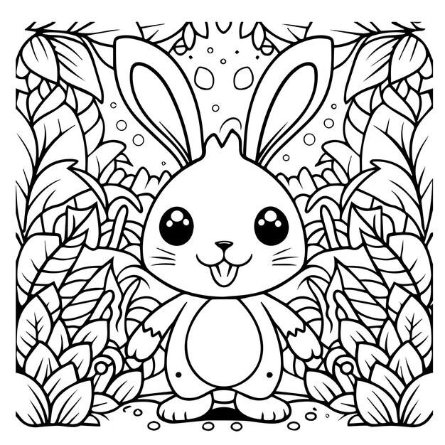 Vector beautiful cute rabbit coloring pages