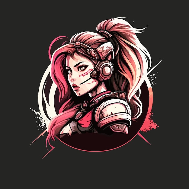 Beautiful and cute Soldier girl design esports mascot gaming logo template illustration