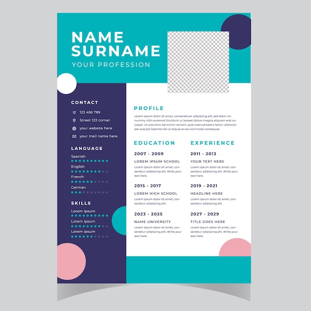 Beautiful CV Resume template elegant stylish design dusty pink color background vector