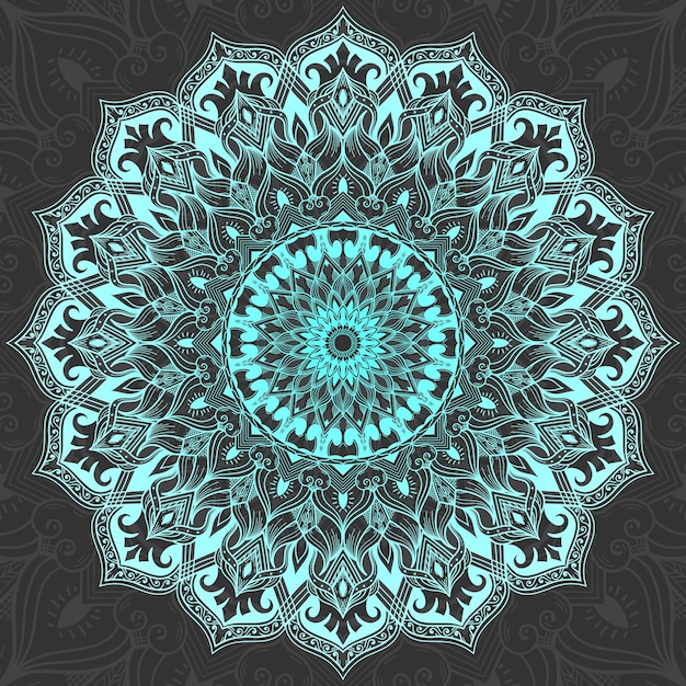 Beautiful cyan and white mandala colour