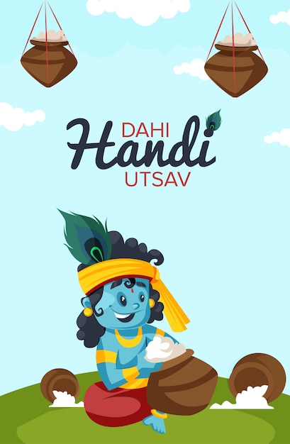 아름다운 Dahi Handi Utsav 배너 및 포스터 디자인