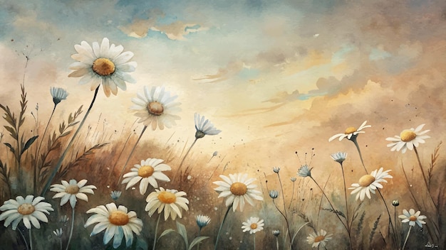 Beautiful daisy watercolor background