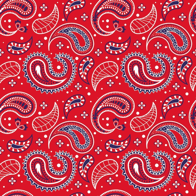 Vector beautiful dark red paisley bandana seamless pattern
