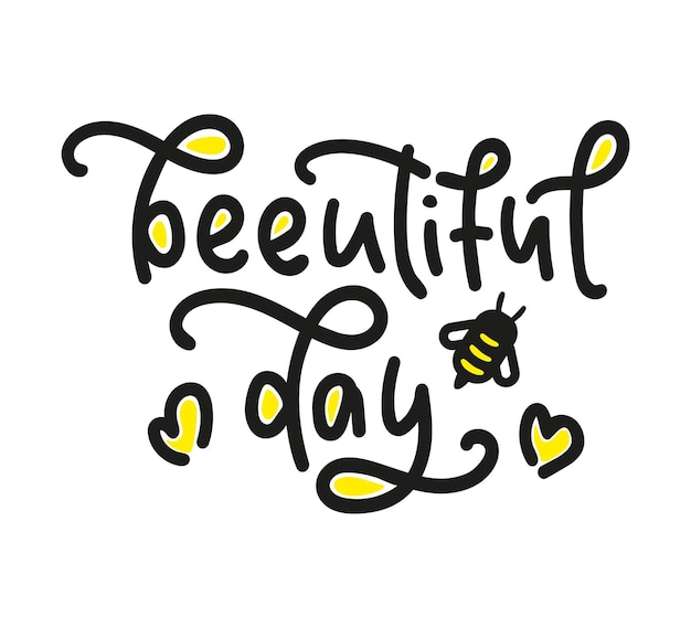 蜂と美しい日レタリングベクトル要素